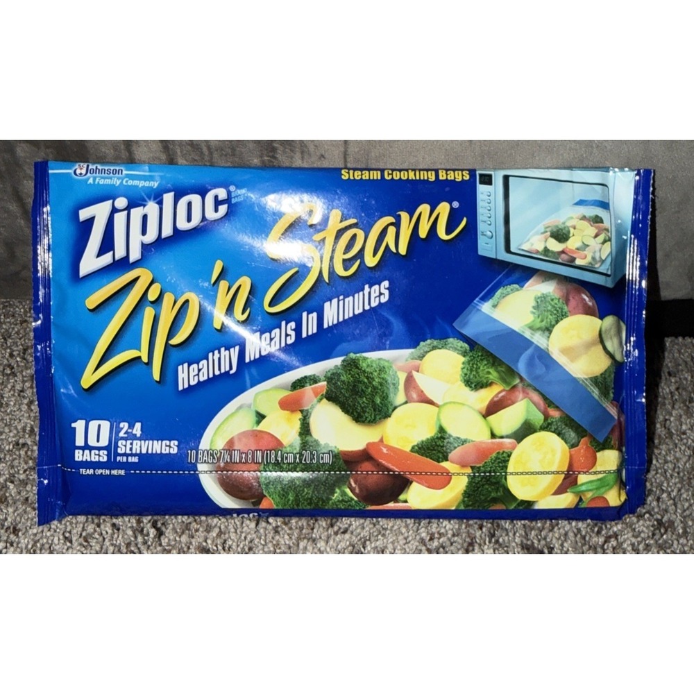 NEW Ziploc Zip'N Steam Medium Cooking Bag (Pack‎ of 10) NOS